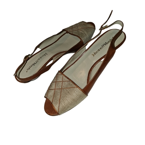 Johnson & Murphy VTG Peep Toe Sling Back 60s All Leather Italy 8.5 - Picture 8 of 8